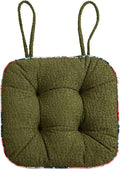 Soft Comfort Chair Pads with 3D Dots Pattern Jacquard Warm Square Chair Cushion with Ties Thicken Non-Slip Floor Pillow Fluffy Seat Cushion for Office Dining Kitchen (Green,15"x15")