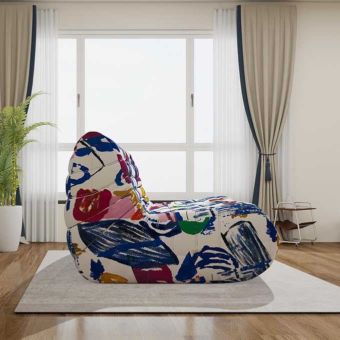 Bean Bag Chair, Fireside Chair, Large Bean Bag Chair for Adults, Bean Bag Chairs for Teens with High-Resilience Foam, Non-Slip Base Floor Lounge Sofa,Living Room (Graffiti Color, 3-Seater)