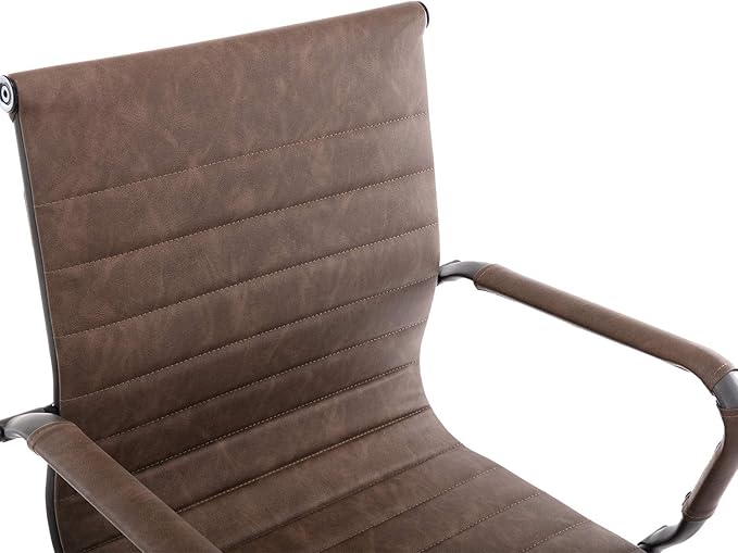 DM Furniture Office Reception Chairs No Wheels Leather Conference Chairs Back Support Guest Chair, Set of 2 (Vintage Charcoal)