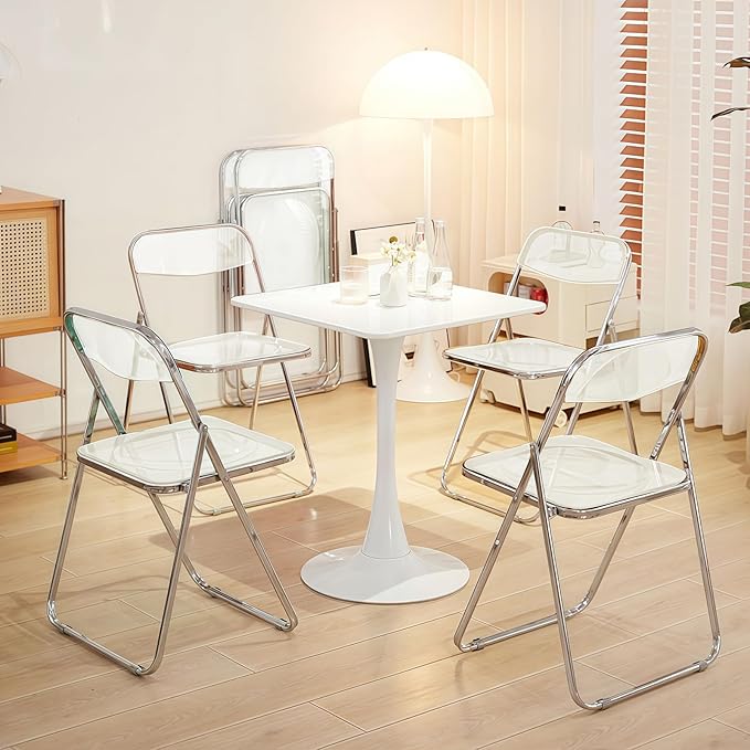 Folding Chair 6 Pack Acrylic Foldable Portable Plastic Chair,Easy to Use and Store Comfortable Portable Party Chairs for Home,Office,Party,Comfy