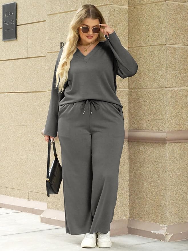 VUTRU Womens 2 Piece Lounge Sets Casual Fall Travel Vacation Outfits Tracksuit Wide Leg Loungewear 2025
