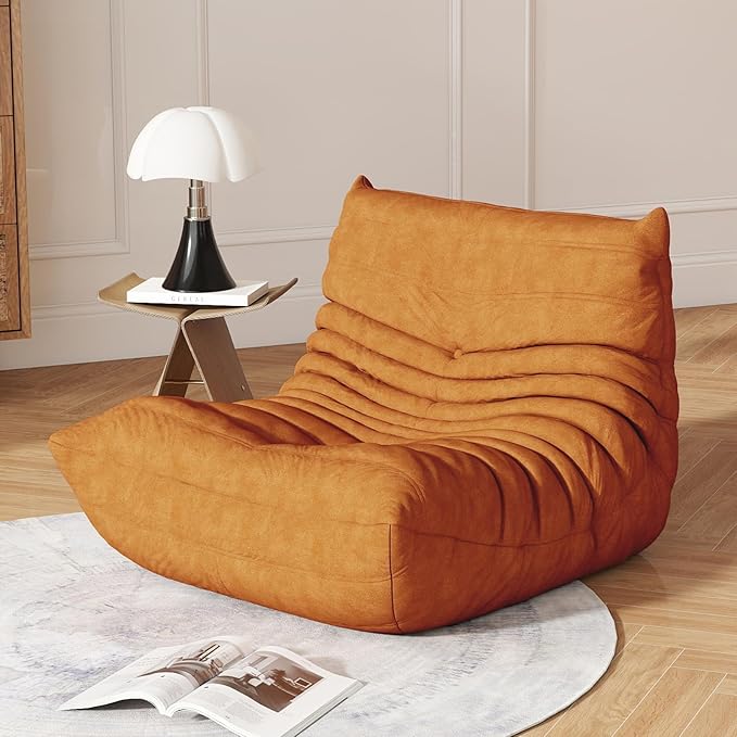 Snug Sofee Bean Bag Chair for Adults, Bean Bag Sofa - Adult Size with Soft Waterproof Fabric for Living Room, Apartments, Reading Corner, Gaming, and Movie Venue (DarkOrange)