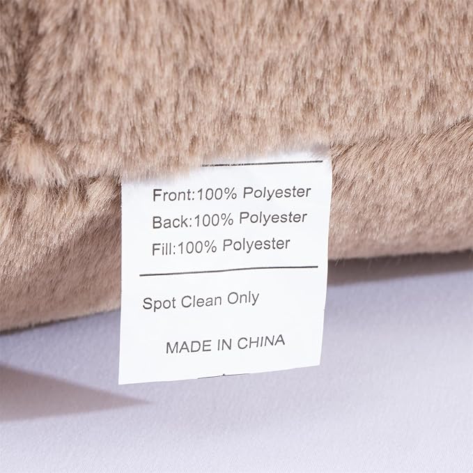 A Nice Night Faux Fur Reading Pillow Bed Wedge Large Adult Children Backrest with Arms Back Support for Sitting Up in Bed/Couch for Bedrest,Khaki