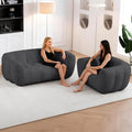 Giant Bean Bag Chair, 2 PCS Bean Bag Chairs for Adults Kids, Oversized Plush Bean Bag Couch with Armrest, Large Chair with Filler, Stuffed Accent Chair Lounge Floor Sofa for Gaming, Reading, Grey