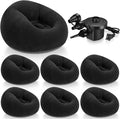 Realspring 6 Pcs Inflatable Bean Bag Chairs for Adults with Electric Air Pump, Blow up Couch Folding Portable Inflatable Couch Lazy Sofa for Outdoor Movie Nights Camping Room (Black)