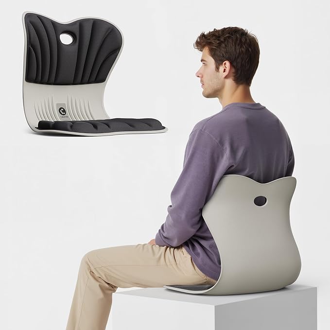 CabSupport Ergonomic Lumbar Support Seat Cushion M1 Plus - Posture Correction Spineseat for Office Chair, Car, Home with Breathable Memory Foam