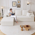 108" Boneless Cloud Sectional Couches for Living Room, Comfy Fluffy L Shaped Memory Foam Deep Seat Boneless Couch, Modular Sectional Sofa with Left Facing Chaise, White
