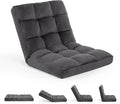 Large Lazy Sofa, 24-inch Wide Plush Velvet Adjustable Floor Chair, 14-Position Armless Sofa(Grey)