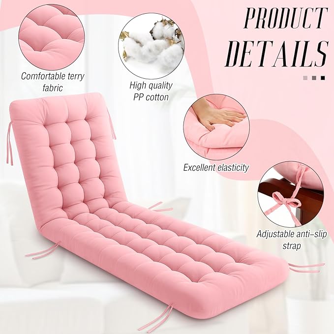 Vercraft Long Floor Cushion Large Floor Cushion with Brushed Cotton 74.8 x 27.5 x 3.15 in Jumbo Lounger Pillow for Outdoor Indoor Bay Window Meditation Yoga Reading Sleeping(Pink)