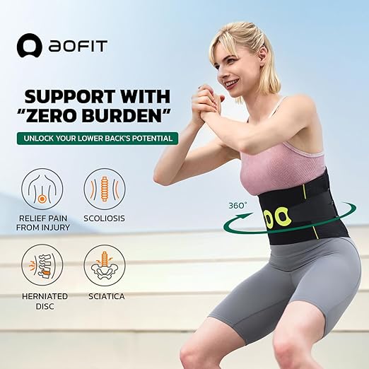 aoFIT Back Brace for Men Lower Back Pain Women Relief with 360-Degree Biochemical Hug Support without Suspenders Back Support Belt Soft Breathable Fabric Lumbar Support for Herniated Disc Sciatica S