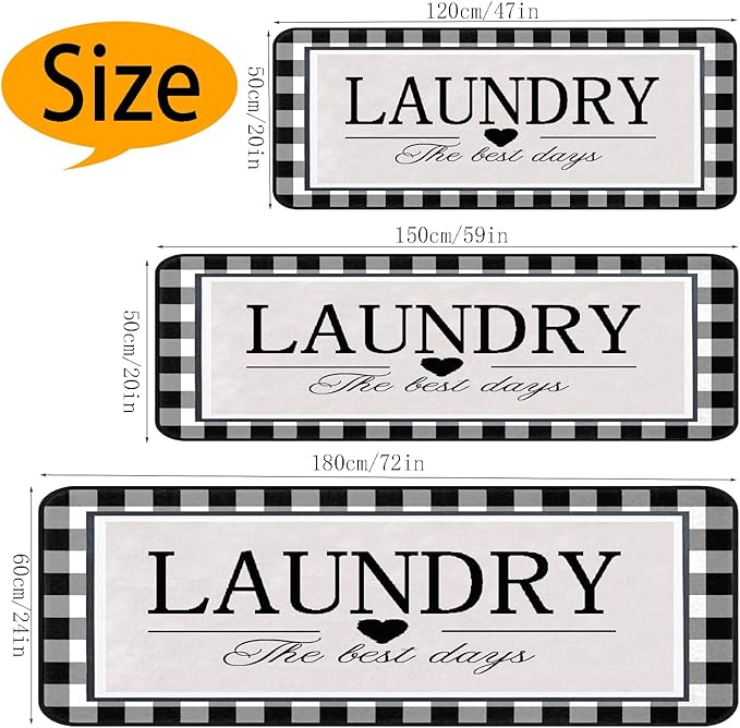 Farmhouse Laundry Room Rug Runner 20"X47" Kitchen Mat Washable Entryway Rugs Soft Non Slip Laundry Carpets Comfort Standing Desk Mats,Carpet for Sink,Office,Laundry Room Decor Accessories