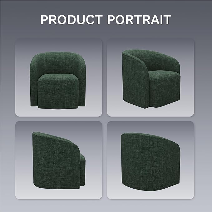COLAMY Swivel Accent Chair, Barrel Chair with Armrest, Comfy Round 360°Mondern Armchair, for Living Room/Bedroom/Waiting Room, No Assembly, Green