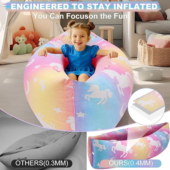 Toggloo Upgraded Sensory Chair for Kids — 60"Sensory Pod Sitting for Autistic Children, Peapod Canoe, Inflatable Peapod for Children, ADHD Sensory Pea Pod with Electric Air Pump,Colorful