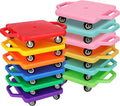 Deekin 12 Pcs Scooter Boards with Handles Bulk for Christmas Family Games Plastic Floor Sitting Scooter for Kids Children Gym Indoor Outdoor Activities Play and Daycare Supplies (Macaron Colors)
