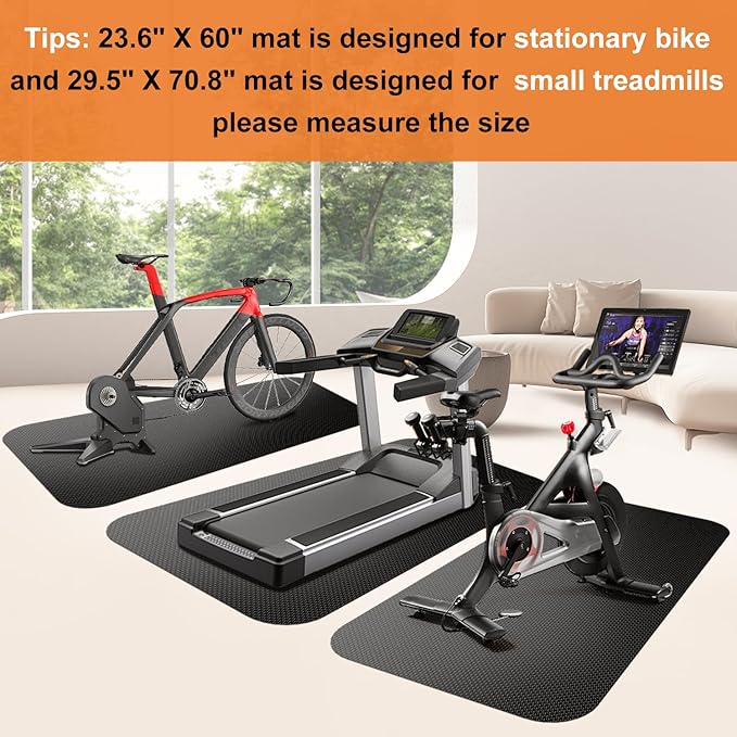 Treadmill Mat,Bike Mat,Stationary Bike Mat,Foldable Treadmill Mat for Hardwood Floors and Carpet.for Exercise Bike,Exercise Equipment Indoor Cycles,Rowing Elliptical (23.6" X 60")