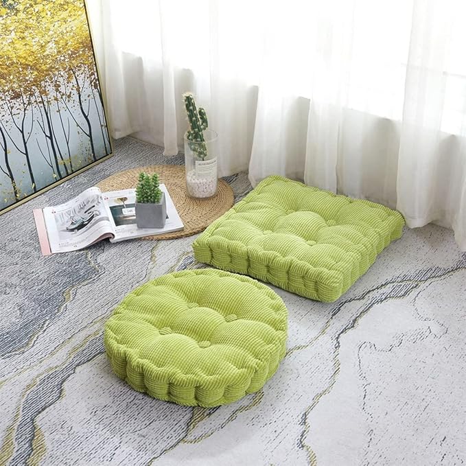 Round Soft Chair Cushions Home Floor Pillow Indoor Corduroy Chair Pads Office Seat Cushion, 19" D.