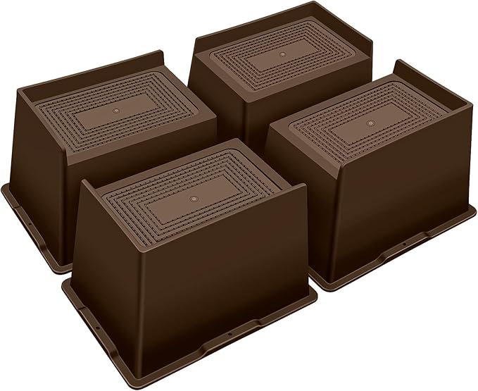 ANNKUT Bed Risers 5 Inch Heavy Duty,Oversized Couch Risers, Extra Wide Furniture Risers for Sofa Table Desk Headboard Chair Lifting,Rectangle Risering Blocks Support 6000 lbs(4 Pack Brown)