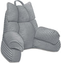 RRPAHWTV Reading Pillow for Bed with High Arm Rests,Back Support Pillow for Sitting Up in Bed with Shredded Memory Foam for Reading, TV, Gaming or Relaxing on Floor（Smoke Gray, Large）