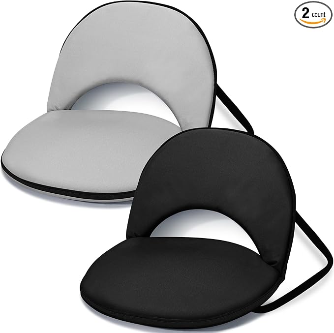Maitys Stadium Seats for Bleachers with Back Support and Cushion Pad Folding Bleacher Seat with Backrest Wide Padded Elementary School Classroom Floor Chairs, 5 Reclining Positions