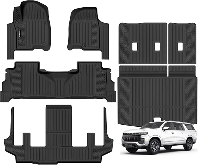 Naibeve Floor Mats for 2021-2024 Chevrolet Suburban/GMC Yukon XL/Cadillac Escalade ESV 7 Seats Bucket Seats - All Weather for Suburban/Yukon XL/Escalade ESV Floor Mats Cargo Mat 3rd Row Backrest Mats