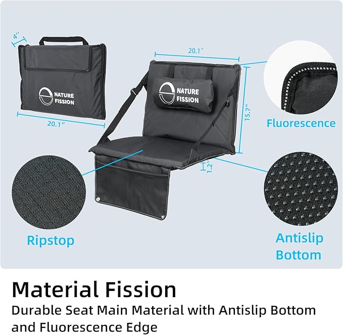 Stadium Seat with Back and Lumbar Support and Padded Cushion Foldable and Portable Perfect for Bleacher Chair in Sports Events and Camping Lawn Use