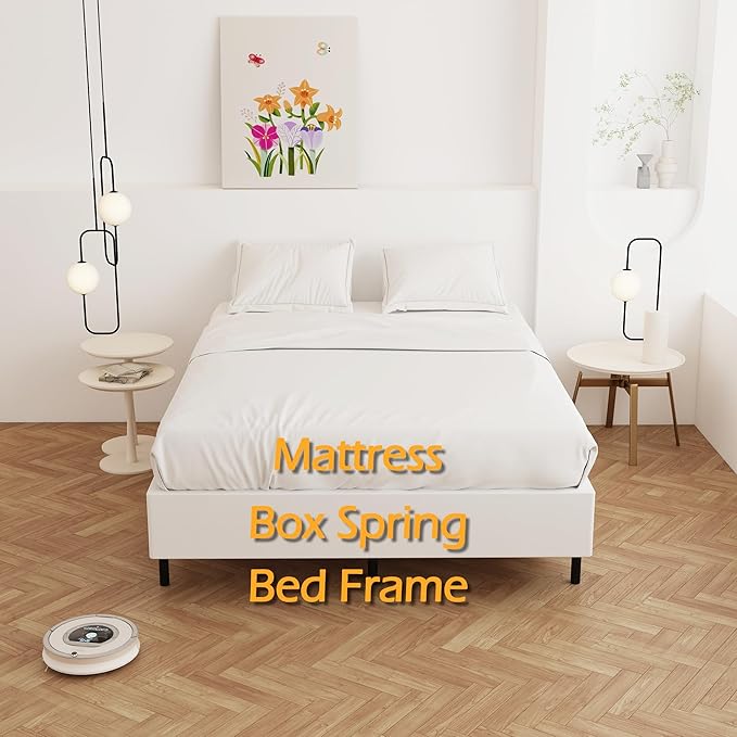 Maenizi 9 Inch Full XL Box Spring, Heavy Duty Metal Box Spring Bed Base with Fabric Cover, Mattress Foundation, Easy Assembly, Noise Free, Black