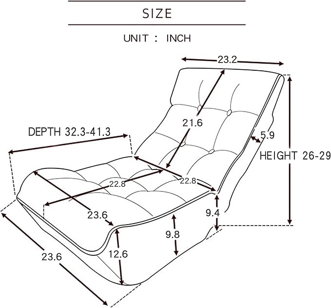 Floor Chair Single Lazy Sofa Leisure Balcony Reclining Japanese Tatami Adjustable Recliner with Ottoman for Living Room, Bedroom, Indoor Use (Footstool, Cement Grey)