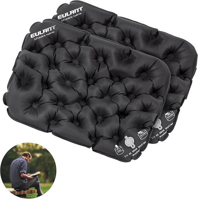 Eulant Lightweight Inflatable Air Seat Cushion - Portable Travel Cushion, Suitable for Camping, Hiking, Climbing, Bleacher, Home and Office