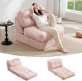 Tbfit Folding Sofa Bed, Convertible Sleeper Chair with Large Pillow, Corduroy Folding Couch Bed, Portable & Foldable Mattress Boneless Floor Sofa for Living Room, Bedroom, Office, Pink, Single