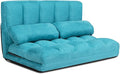 DORTALA Foldable Floor Sofa, 6-Position Adjustable Lounge Couch with 2 Pillows & Suede Cloth Cover, Modern Lounge Mattress Video Gaming Lazy Couch, Suede Floor Seating Sofa, 71" x 44.5", Blue