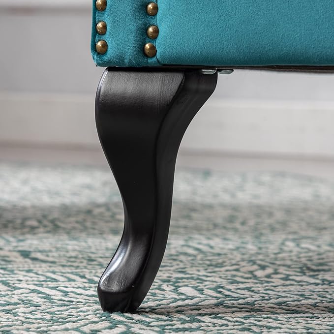 LZAREAL Accent Reading Arm Chairs Set of 2 for Living Room Bedroom, Midcentury Modern Comfy Corner Sofa Chair, Wingback Waiting Room Club Chair with Button Tufted Back &Lumbar Pillow, Velvet Teal