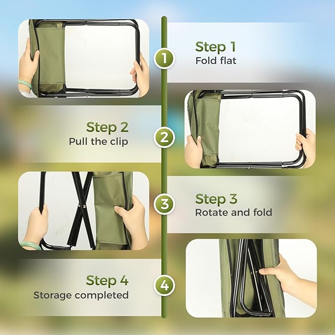 hoehew Portable Stool for Mountaineering and Hiking, 2025 New Lightweight Foldable Stool with Carrying Bag, Outdoor Footstool for Picnic Hiking Fishing (Green, Small)