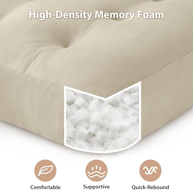 SM-XLHN Meditation Floor Pillow Set of 1, Square Large Pillows Seating for Adults, Meditation Cushion Pillow,Tufted Corduroy Cushion for Tatami Living Room or Yoga, Beige, 22x22 Inch