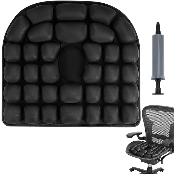 Inflatable Travel Seat Cushion, Relieve Pessure Hips, 3D Airbag Wheelchair Pad Portable Car Seat Cushions for Office Chair, Wheelchair, Stadiums, Dining Chair
