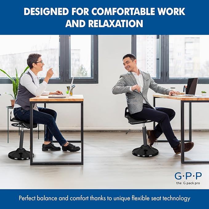 Standing Desk Chair – Ergonomic Comfortable Height Adjustable Active Stool - Swivel Sitting Balance Portable Chair - Encourage Good Posture (Black)