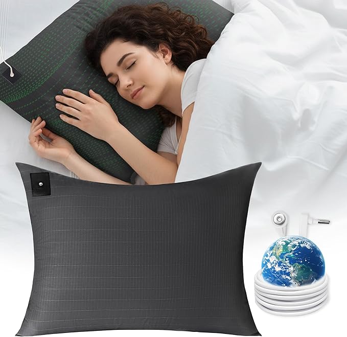 Groundingtop Grounding Pillow Case King Conductive Grounding Pillowcase 10% Silver Fiber 90% Cotton Grounding Sheet for Better Sleep Pain Relief Improve Energy (20X36in) Black 1PC
