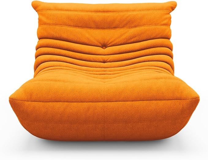 cebihy Premium Quality Fireside Togo Sofa Bean Bags Chair for Adults Giant BeanBag Chairs Floor Couch for Living Room Bedroom Dorm Office, Compression Togo Couch, No Assembly Required, Bright Orange