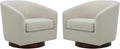 CHITA Swivel Accent Chair, FSC Certified Upholstered Fabric Barrel Chair for Living Room Set of 2, Fully Assembled, Linen