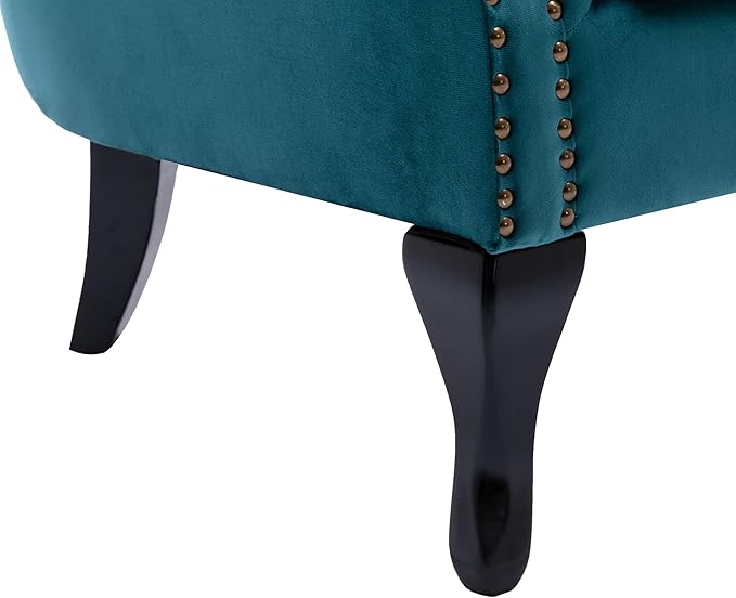 Janoray Mid Century Modern Accent Chair Upholstered Armchair Comfy Velvet Fabric Single Sofa with Tufted Wingback for Small Spaces Bedroom Living Room, Teal