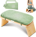 Hihealer Folding Bamboo Meditation Bench with Cushion & Carry Bag – Ergonomic Yoga and Prayer Stool for Comfort and Posture Support (Green)
