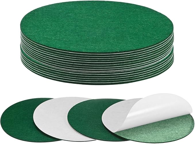 20-Pack Lamp Base Felt, 7 Inch Dia. 2mm Thick Self Adhesive Round Fabric Felt Pads for Lamp/Furniture/DIY, Non-Slip Fiber Backed Patch Circles with Adhesive Backing [Green]