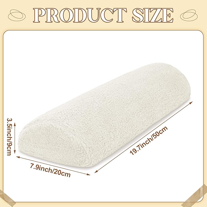 Sintuff Recliner Leg Rest Cushion Sofa Footrest Pillow with Cover Half Moon Bolster Pillow Under Knee Pillow for Sleeping On Back Alleviating Pain, 19.7 x 8 x 3.5 Inch (Beige)