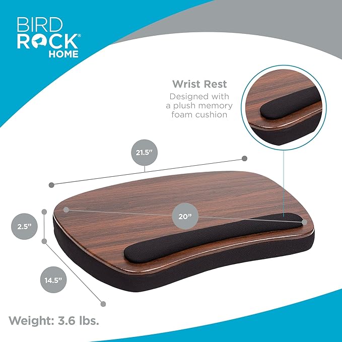 Sofia + Sam Oversized Memory Foam Lap Desk (Wood Top) | Supports Laptops Up to 20 Inches