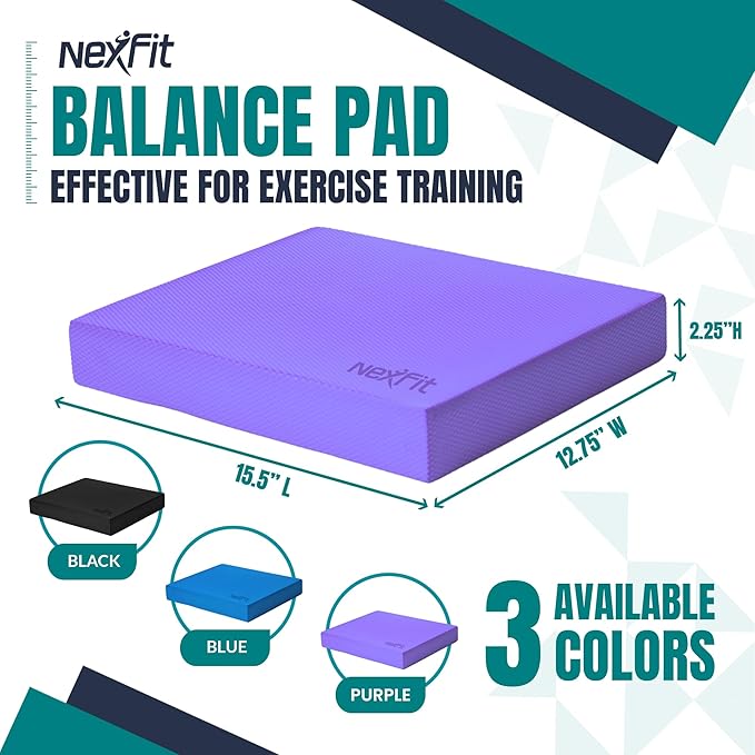 NexFit High-Density Balance Pad - Durable TPE Foam Balance Pad Physical Therapy, Foam Exercise Pad with Non-Slip Surface, Lightweight for Home & Gym Workouts, Core Strength & Balance Enhancement