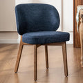 YOUNUOKE Upholstered Dining Chair, Modern Chenille Fabric Dining Room Chair with Wood Legs, Widen Backrest Comfy Side Kitchen Chairs, Blue (Single Pack)