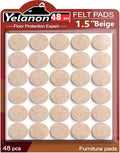 Yelanon Felt Furniture Pads -48 Pcs 1.5" Premium Felt Pads for Chair Legs Furniture, Floor Protectors for Hardwood Floors, Beige
