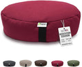Bean Products Hemp Zafu Meditation Cushion for Sitting on Floor, Hemp Yoga Pillow, Zafu Meditation Pillow, Zen Seiza Kneeling Prayer Pad Support - Made in USA - Oval Cranberry