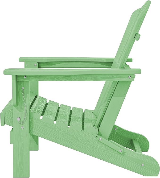 KINGYES Folding Adirondack Chair Set of 4, HDPE All-Weather Folding Adirondack Chair, Light Green