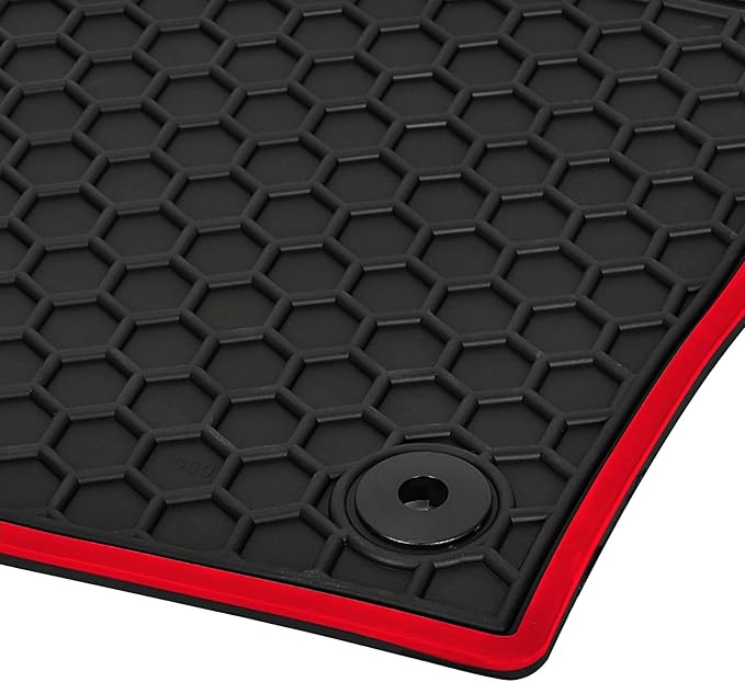 Car Floor Mats Custom Fit for Volkswagen VW Passat 2012-2024 Black Red Rubber Auto Liner Mats All Weather Protection Heavy Duty Odorless