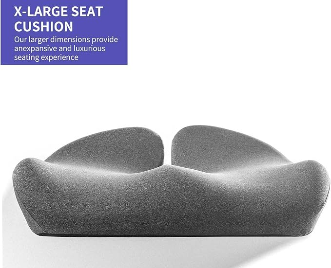 SupremeComfort X-Large Gel Infused High Density Foam Seat Cushion for Office Chair, Kitchen Chair, Car Seats- Elevate Your Seating Experience -Pressure Sore and Tailbone Pain Relief